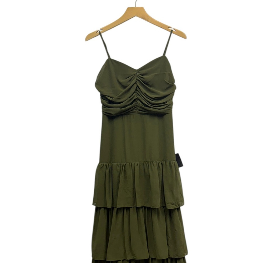 Lulus Gorgeous Influence Olive Green Tiered Maxi Dress size Medium NWT - Picture 5 of 6